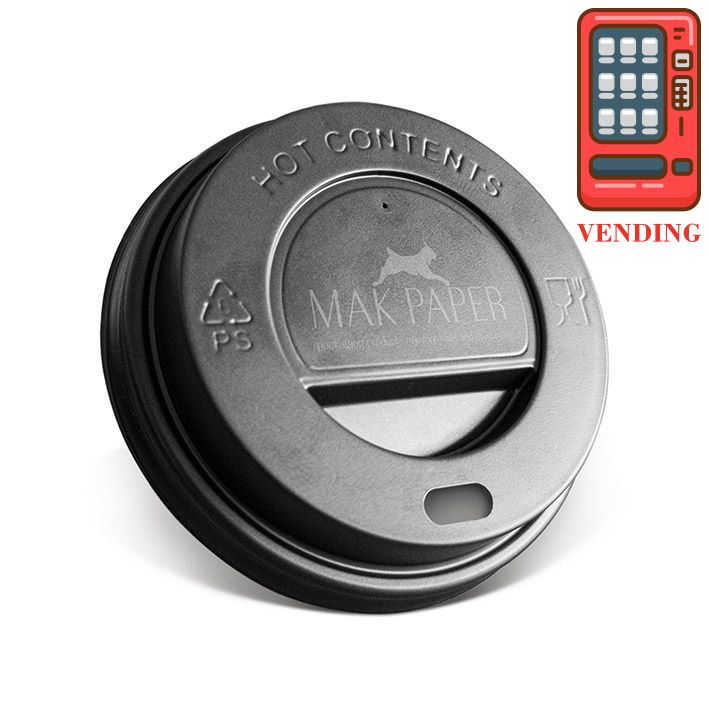 sip lid for paper cup 70mm (for 7 oz vending) ps black