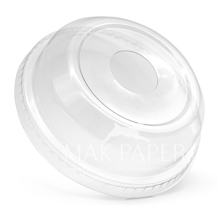 mak paper cold lids half dome with hole Ø95mm pet transparent