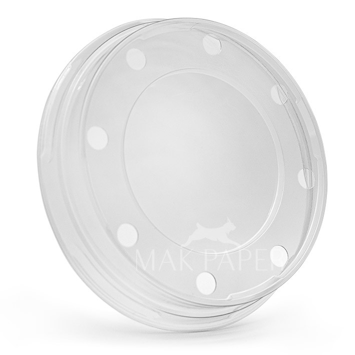 mak paper cold lids half dome with multi hole Ø117mm pet transparent