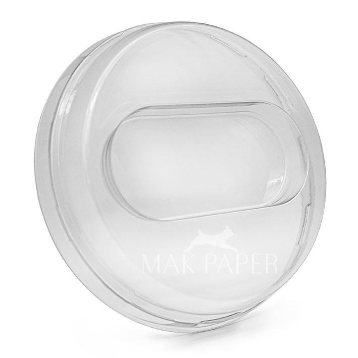 mak paper half dome pet lid with spork insert Ø75mm pet transparent